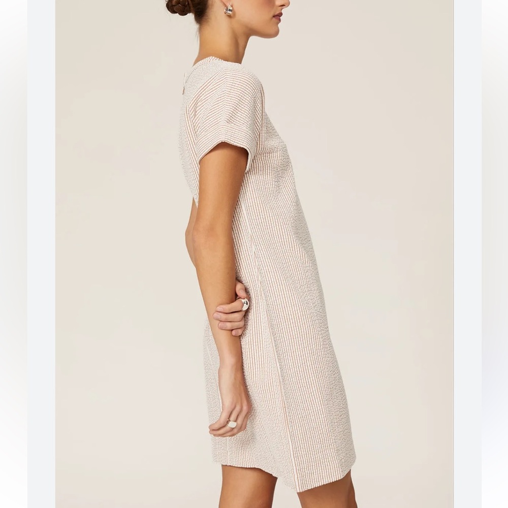 Club Monaco Textured Striped Dress – White & Khaki –‎ XS - Picture 3 of 15
